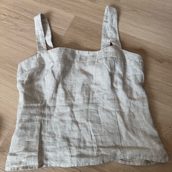 Quince 100% European Linen Fitted Tank Flax Sz M - Picture 2 of 3